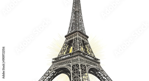 Stunning Eiffel Tower illustration with golden light effect