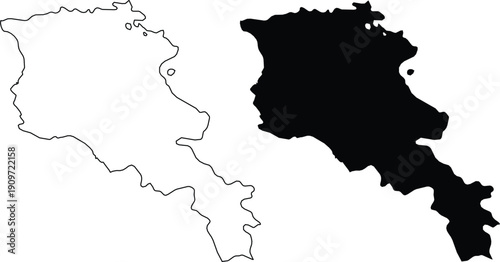 Armenia outline and silhouette map country
