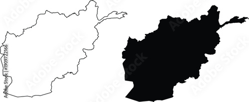 Afghanistan outline and silhouette map country