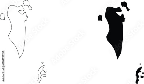 Bahrain outline and silhouette map country