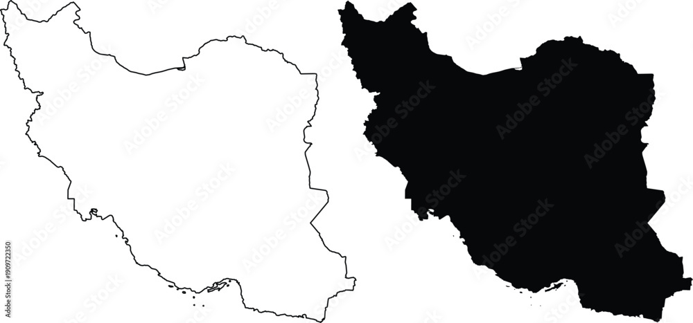 Obraz premium Iran Outline and Silhouette Maps country