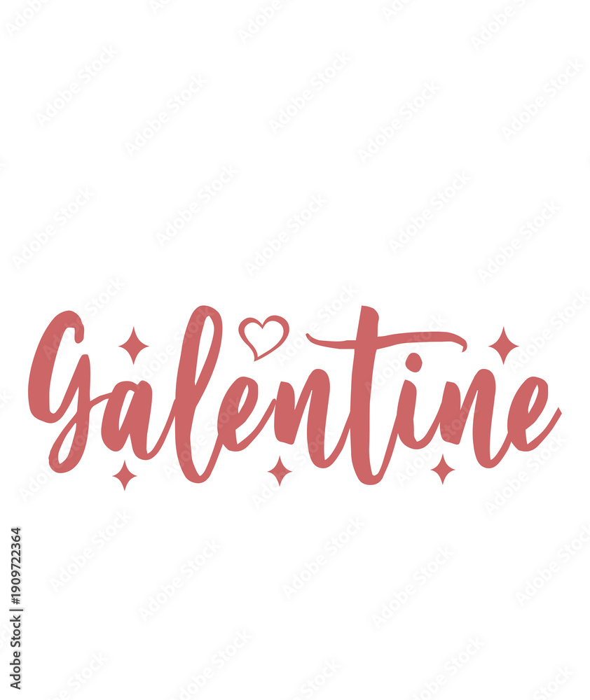 Fototapeta premium Galentine valentine typography text on plain white transparent isolated background for card, shirt, hoodie, sweatshirt, apparel, tag, mug, icon, poster or badge