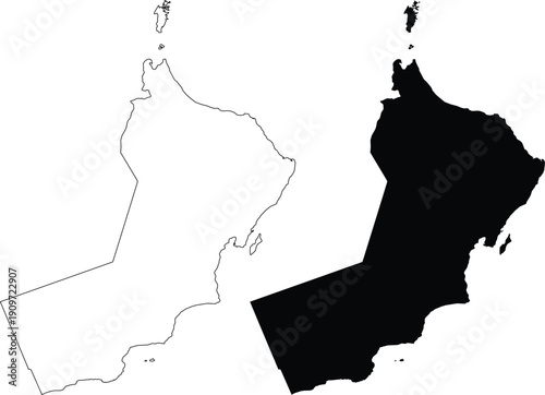 Oman outline and silhouette map country
