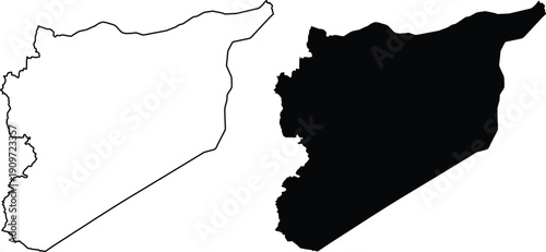 Syria Map Outline and Silhouette illustration vector