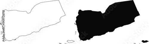 Yemen Map Outline and Silhouette country