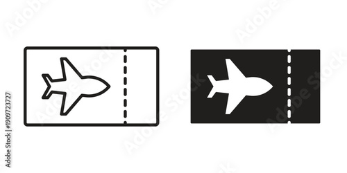 Plane Ticket icon concept template. linear or solid icon collection