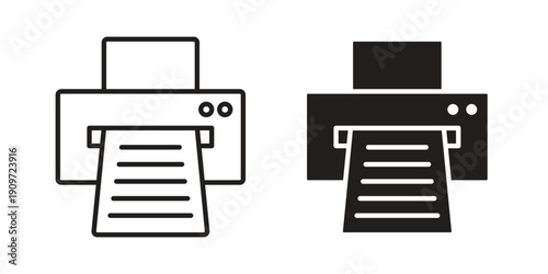 Printer icon concept template. linear or solid icon collection
