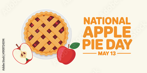 National Apple Pie Day celebration with pie and apples on plate