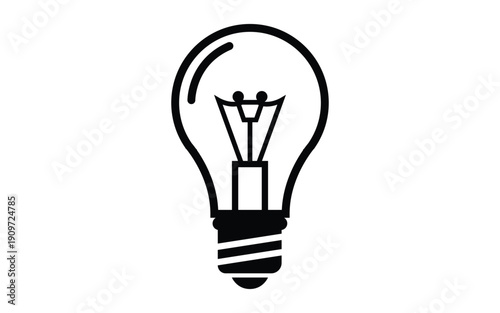 A simple black light bulb icon on a white background
