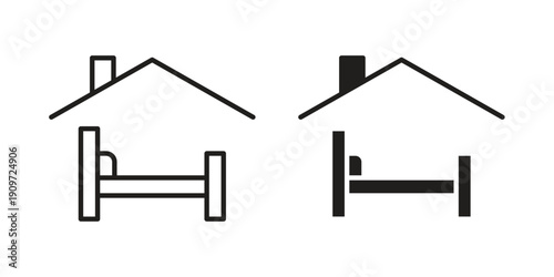 Shelter beds icon concept template. linear or solid icon collection