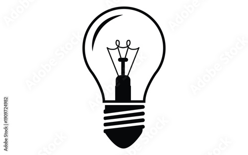 A simple black light bulb icon on a white background