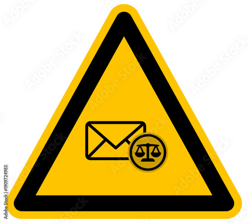 Leyes de telecomunicaciones y secreto de correspondencia con sobre y balanza icono vectorial