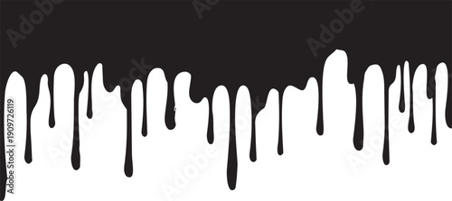 Ink Drip: A creative graphic of black ink dripping downwards. Illustrating artistic flow and paint splash. 