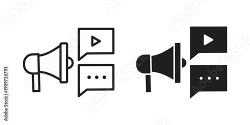 Social campaign icon concept template. linear or solid icon collection