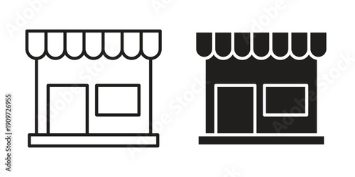 Store icon concept template. linear or solid icon collection