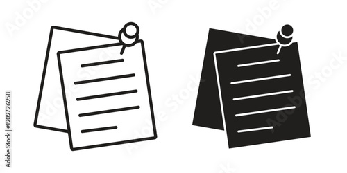 Sticky notes icon concept template. linear or solid icon collection