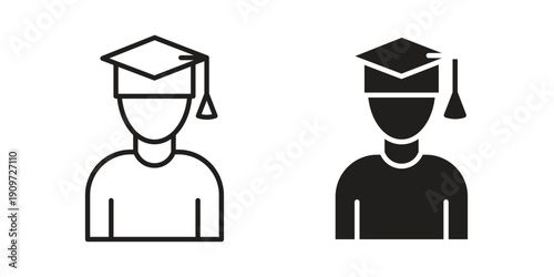 Student icon concept template. linear or solid icon collection