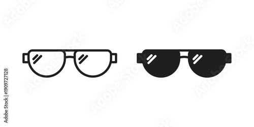 Sun glasses icon concept template. linear or solid icon collection