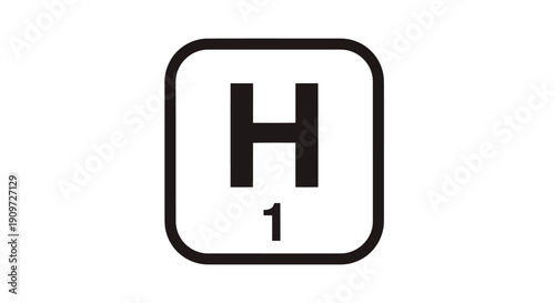 Minimalist flat vector icon of the chemical symbol for Hydrogen