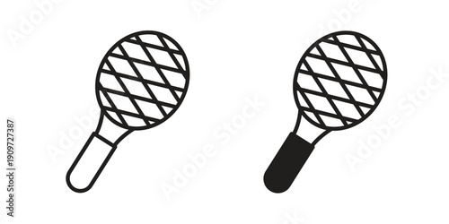 Tennis racket icon concept template. linear or solid icon collection