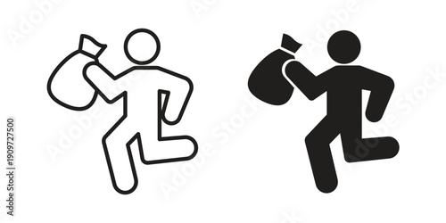 Thief icon concept template. linear or solid icon collection