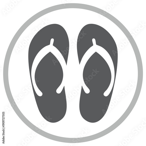 Simple flat vector icon of flip flop sandals in a circle for summer vacation and beach themes