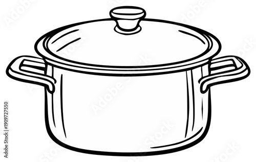 Simple Line Drawing of a Pot with Lid
