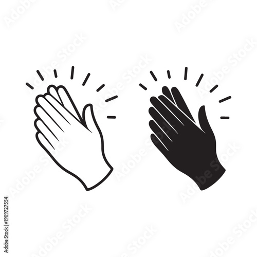 Hands clapping in a contrasting black and white illustrative style