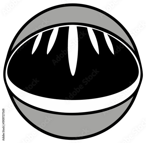 Stylized abstract eye with sharp geometric iris and detailed iris lines creating an intense gaze