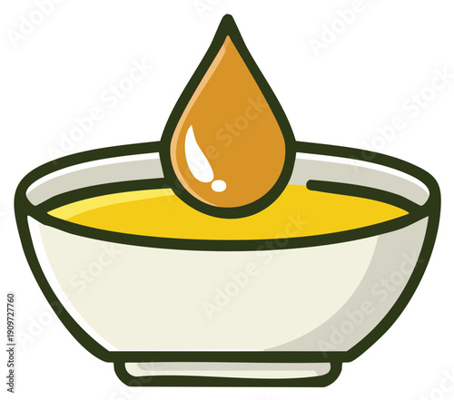 Golden Liquid Droplet Falling into a Bowl of Yellow Fluid