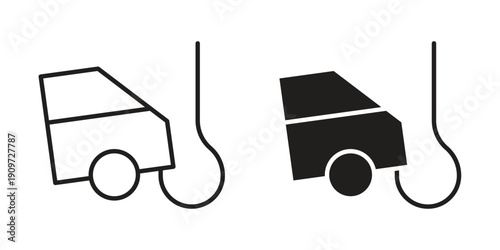 Towed car icon concept template. linear or solid icon collection