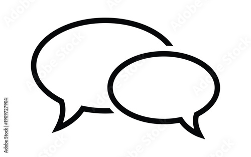 A simple black and white illustration of two speech bubbles