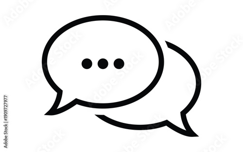 A simple black and white illustration of two speech bubbles