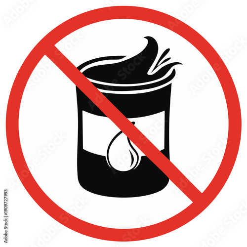 Prohibition Sign: No Beverage Symbol in Red Circle, Warning or Restriction Icon