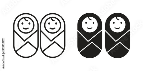 Twin icon concept template. linear or solid icon collection