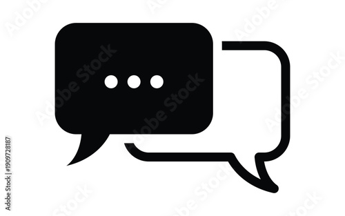A simple black and white illustration of two speech bubbles