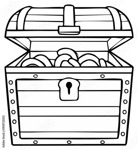 Open Treasure Chest Filled with Coins and Jewels