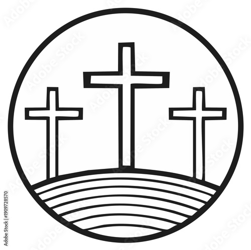 Three Crosses on Golgotha Symbolizing Faith Redemption and Resurrection