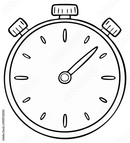 Illustration of a simple black and white stopwatch design