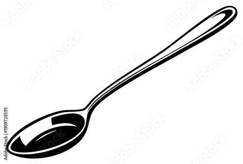 Elegant Black and White Spoon Illustration for Culinary Concepts