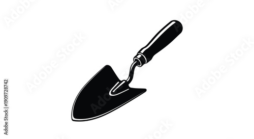 Black silhouette trowel tool icon symbol vector flat design