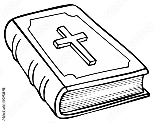 Bible with cross illustration religious vector