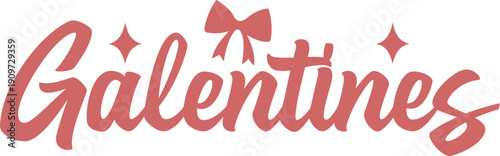 Galentine valentine typography text on plain white transparent isolated background for card, shirt, hoodie, sweatshirt, apparel, tag, mug, icon, poster or badge