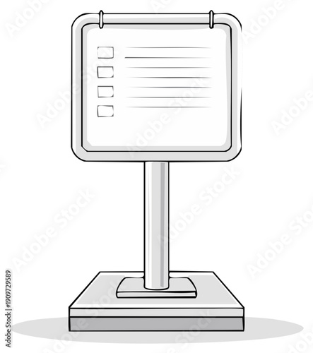 Blank Checklist Sign Cartoon Style for Messages or Notices, List Form with Boxes