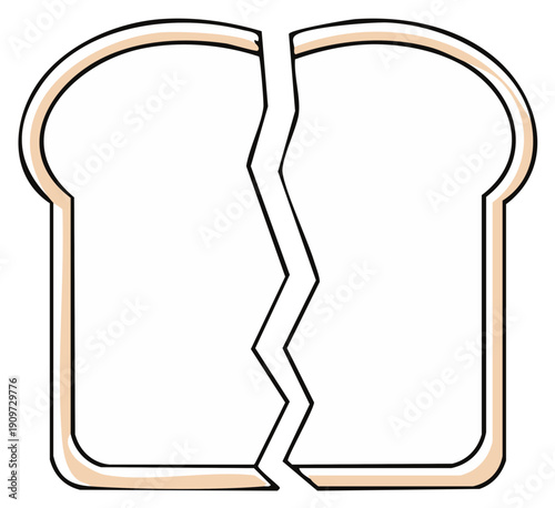 Sliced Bread Illustration Showing Division Partition or Breakdown Concept