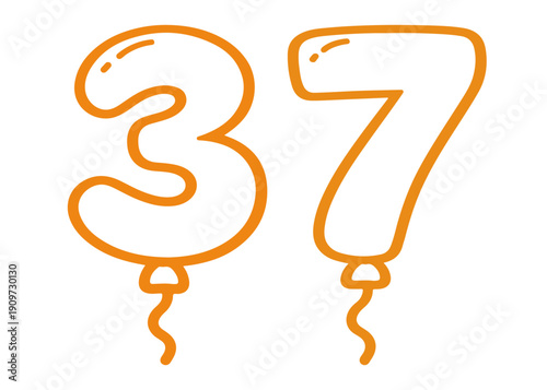 37 number balloon icon vector on a white background
Colored vector number balloon
