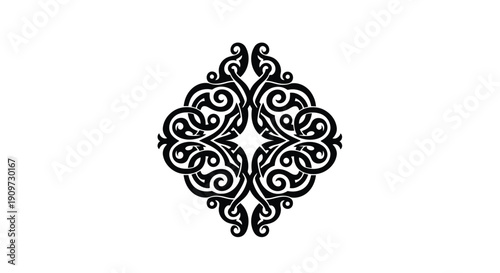 Black ornate floral quatrefoil symbol logo icon vector