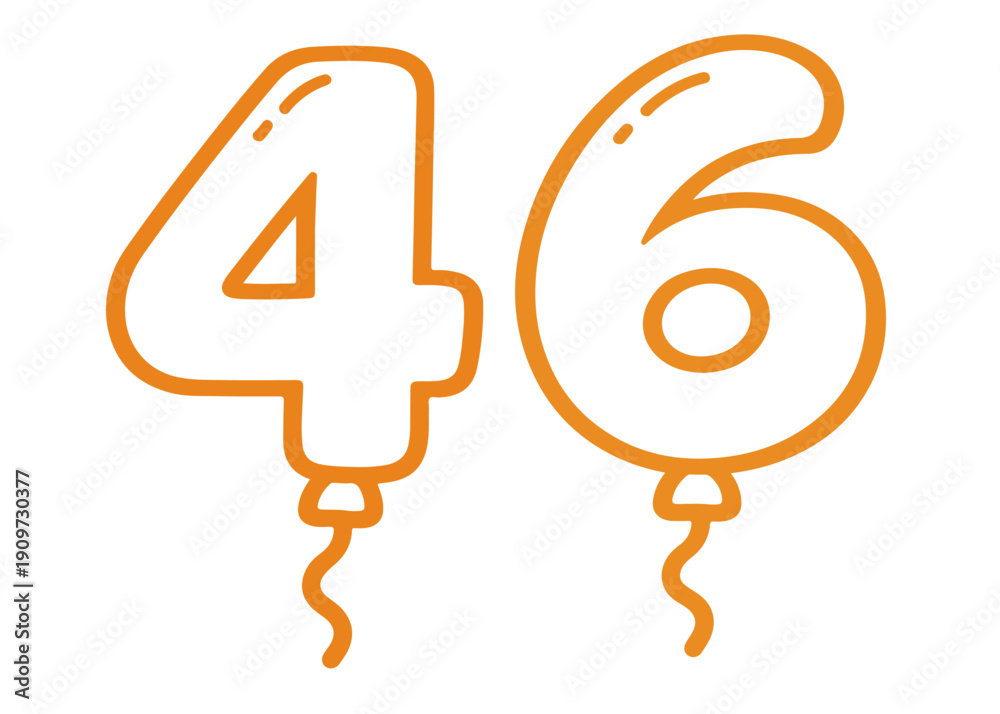 Fototapeta premium 46 number balloon icon vector on a white background Colored vector number balloon