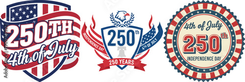USA 250th Independence Day Celebration Labels and Logos