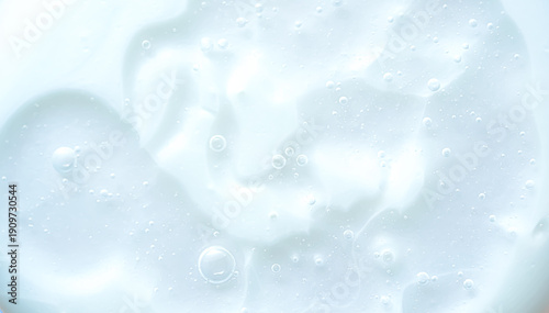 Soft macro background of milky liquid with air bubbles and smooth gradients. Clean minimal texture ideal for skincare, cosmetic branding, hydration concepts, science, and modern wellness design